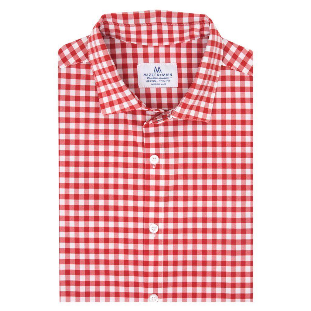 Red Check Clothing Logo - Mizzen+Main Men's Red Check Hatteras Dress Shirt