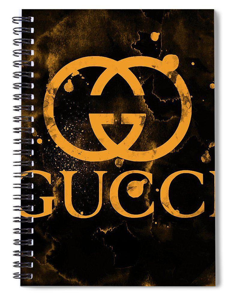 Gold Spiral Logo - Gucci Logo Gold Yellow 2 Spiral Notebook for Sale by Del Art