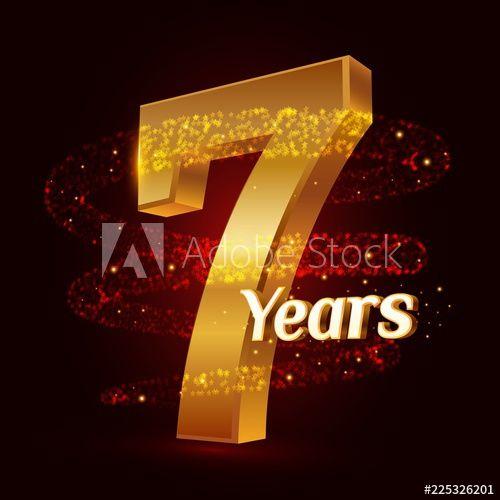 Gold Spiral Logo - 7 years golden anniversary 3d logo celebration with Gold glittering ...