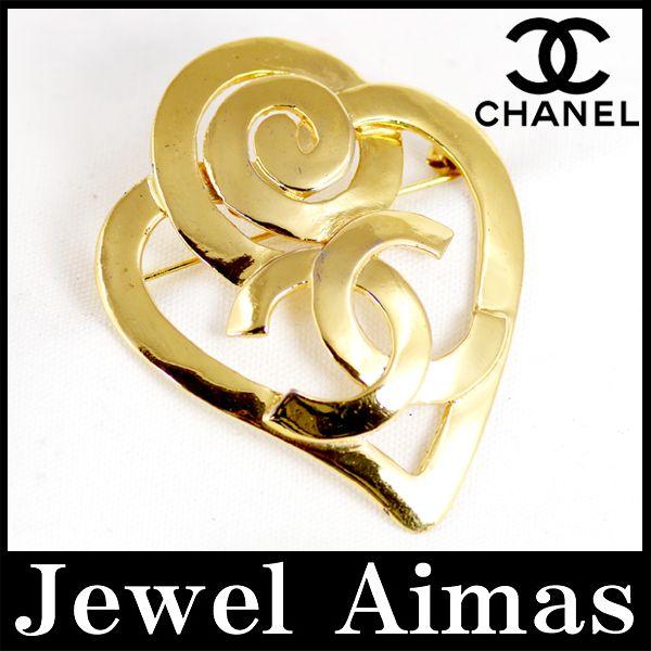 Gold Spiral Logo - Jewel Aimas: Chanel Coco make heart spiral gold circle brooch 95P