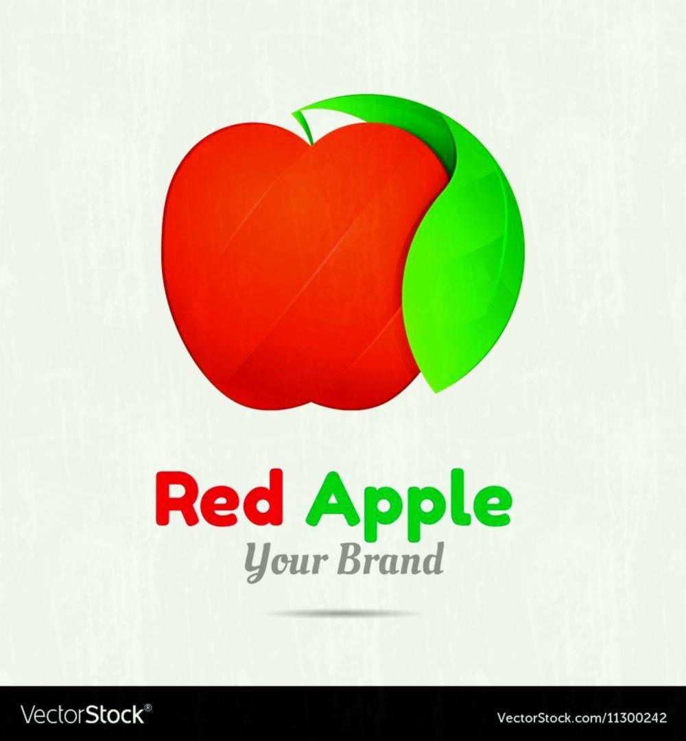 Apple Flower Logo - Red Apple With Two Green Leaves Logo Design Vector Image To