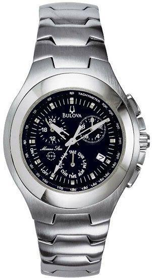 Bulova Logo - Bulova Men's Chronograph Marine Star SS Watch Tuning Fork Logo 96B99 ...