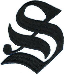 Old English Letter S Logo - Fancy Black Old English Alphabet Letter S Embroidered Patch