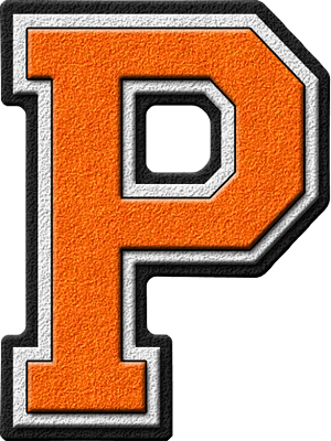 Orange P Logo - Presentation Alphabets: Orange Varsity Letter P