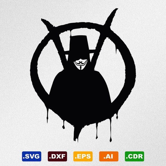 V for Vendetta V Logo - V For Vendetta Anonymous Guy Fawkes Mask Svg, Dxf, Eps, Ai, Cdr ...