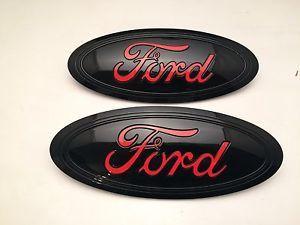 2017 Ford Logo - 2015 2016 2017 FORD F 150 Black & RACE RED LOGO, Emblem SET, FRONT