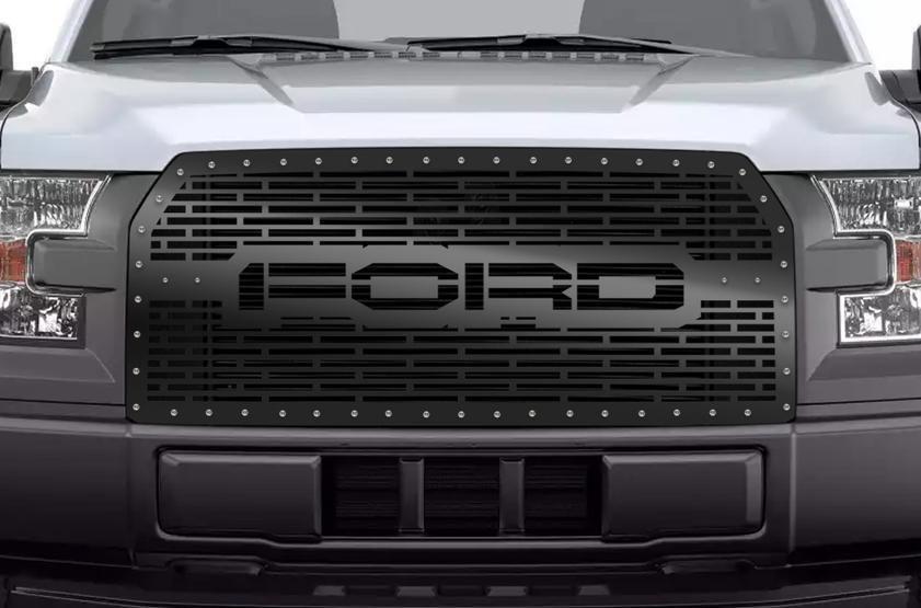 2017 Ford Logo - 2015-2017 F150 Custom Grille All Black with FORD logo – RacerX Customs