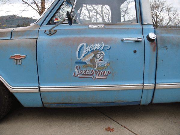 Shop Truck Logo - Hand lettering on a Rat Rod truck in East Tennesse, USA