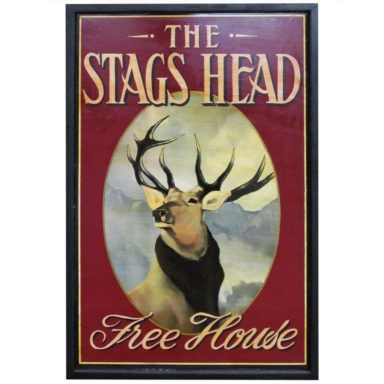 English Pub Logo - English Pub Sign - The Stags Head (Free House) | Pub Signs | Pub ...