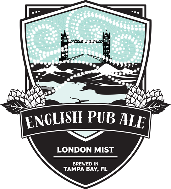 English Pub Logo - London Mist English Pub Ale - Big Storm Brewing Co.