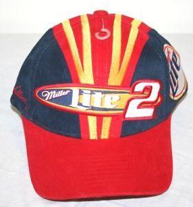 Red and Blue NASCAR Logo - New Rusty Wallace Miller Lite #2 Red Blue Yellow Hat Cap Adjustable ...