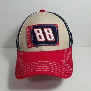 Red and Blue NASCAR Logo - Dale Earnhardt Jr Junior NASCAR Ball Cap Hat NEW Red Blue Tan