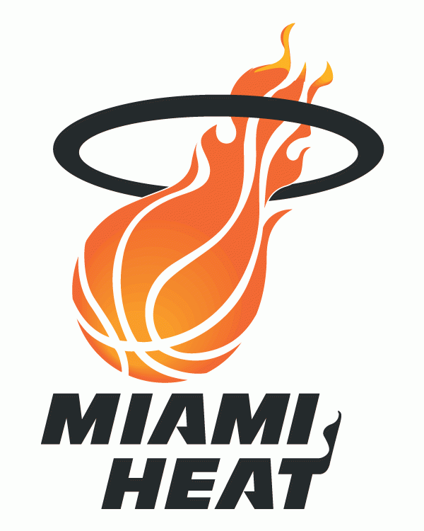 Basketball On Fire Logo - Miami Heat Primary Logo (1989) - A basketball on fire going through ...