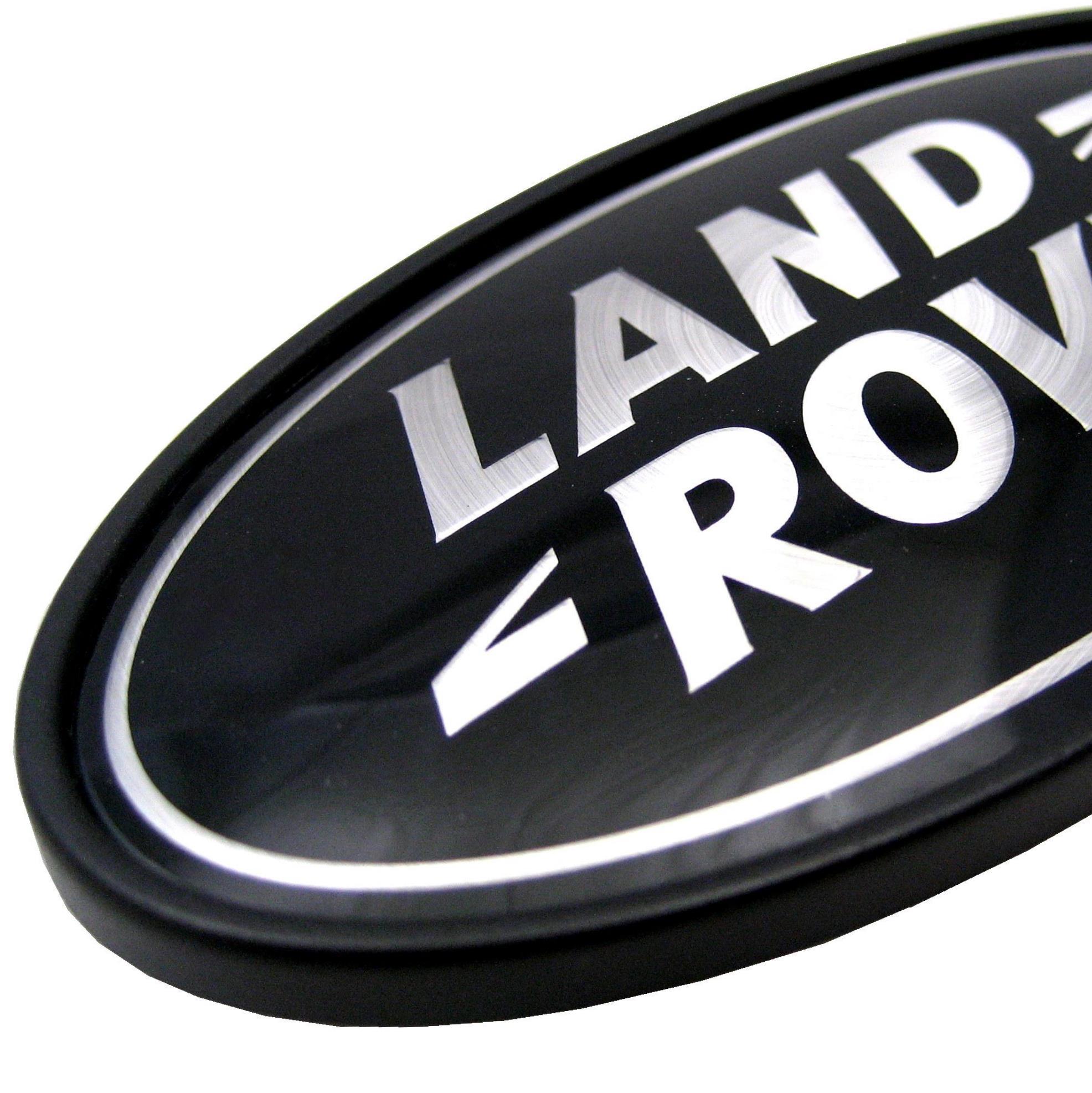 Black Oval Circle Logo - Land Rover Defender black+Silver Oval rear badge SVX new 90 110 ...