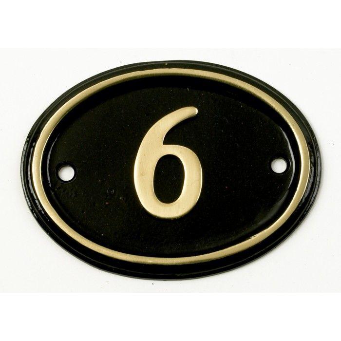 Black Oval Circle Logo - Polished Brass & Black Oval House Number Sign. Black Country Metal