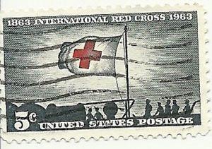 1863 International Red Cross Logo - International Red Cross 1863 1963 5 Cent US Postage Stamps