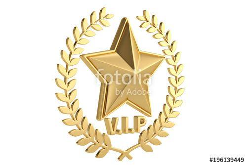 Gold Branch Logo - Big gold star with vip letter and gold branch on white background