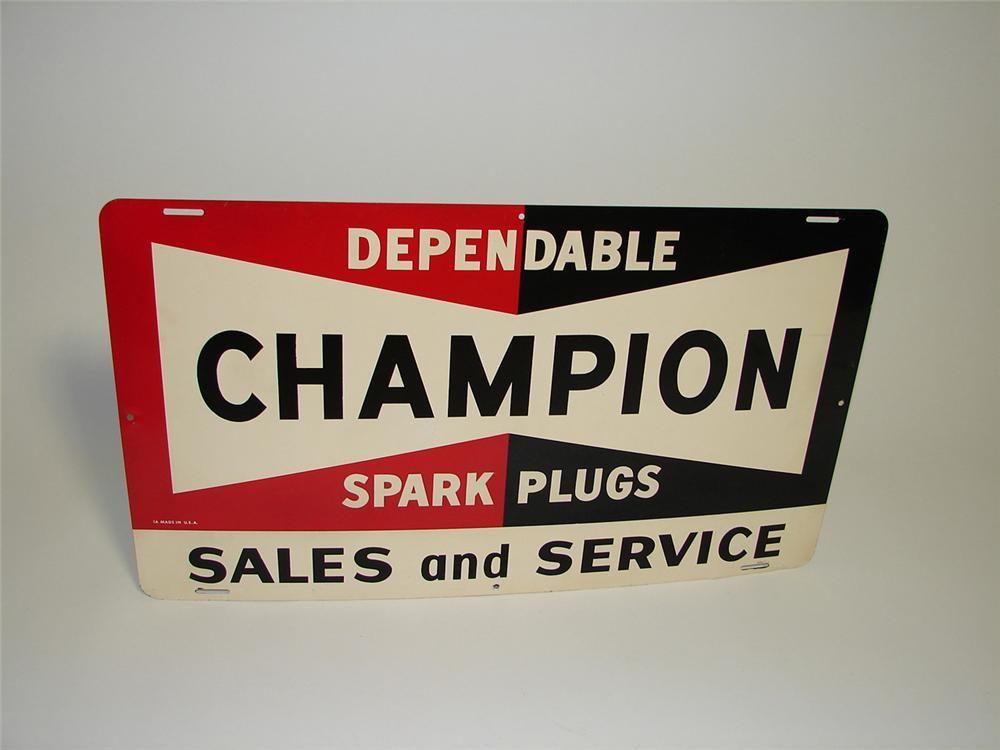 1950s Champion Spark Plug Logo - Very uncommon 1950s Champion Spark Plugs Sales and Service si