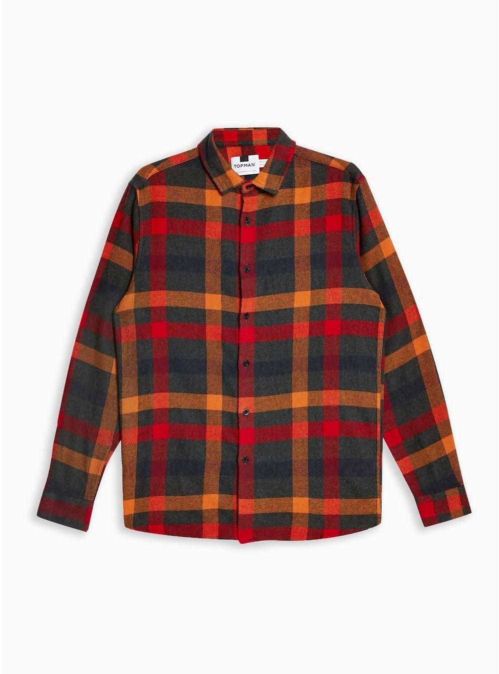 Red Check Clothing Logo - Grey Orange and Red Check Slim Shirt All Sale