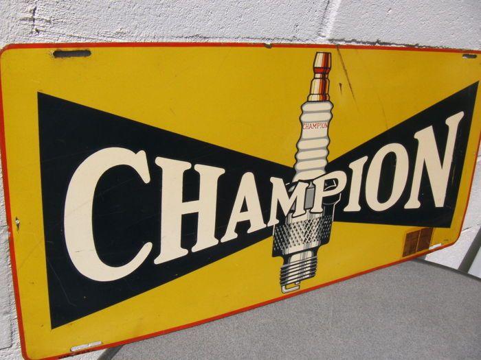 1950s Champion Spark Plug Logo - Champion spark plugs sign Made in the USA back to