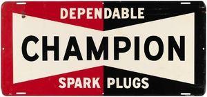 1950s Champion Spark Plug Logo - CHAMPION SPARK PLUGS