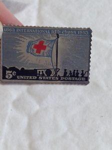 1863 International Red Cross Logo - International Red Cross 1863-1963 5 Cent US Postage Stamp Lapel ...