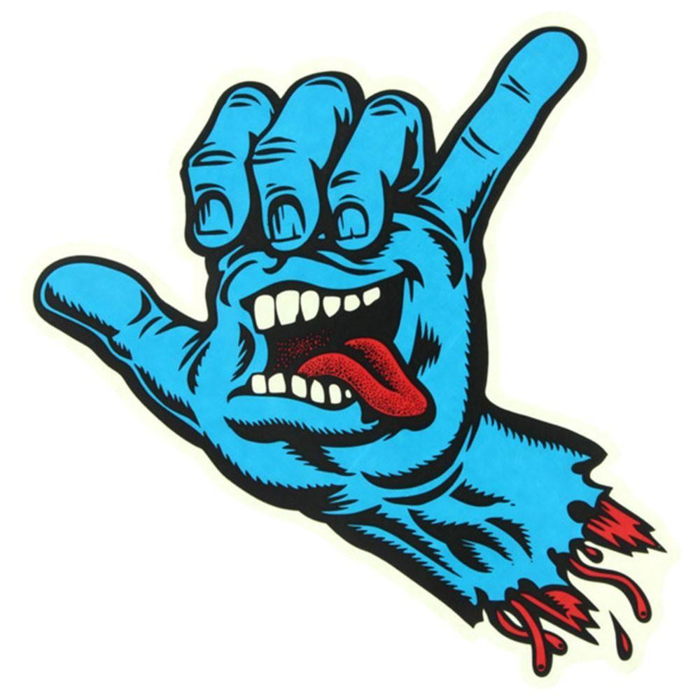 Santa Cruz Blue Logo - Santa Cruz Shaka Hand Decal Sticker - Blue - 6in x 6.75in – SkateAmerica