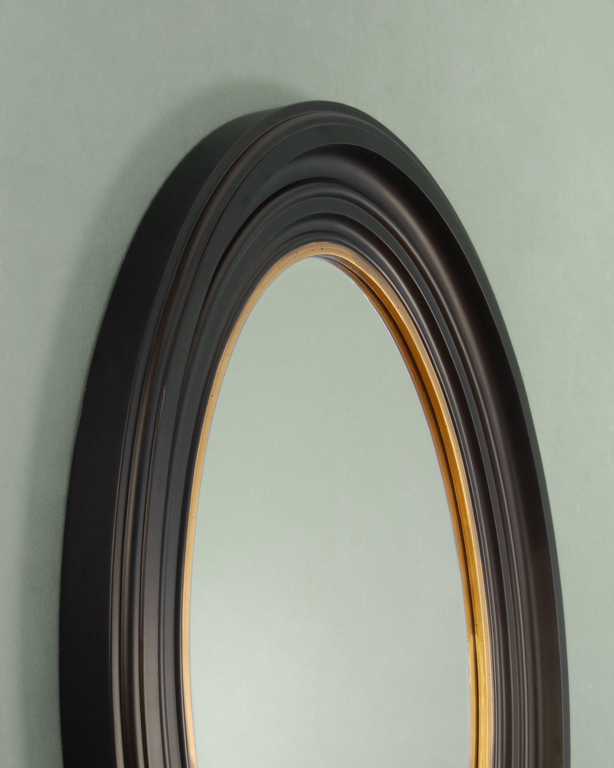 Black Oval Circle Logo - Anmer Modern Gold/Black Oval Mirror