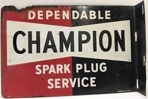 1950s Champion Spark Plug Logo - Original Vintage 1950S Double-Sided Flange Champion Spark Plug Metal ...