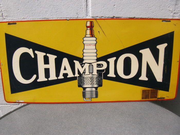 1950s Champion Spark Plug Logo - Champion spark plugs sign Made in the USA back to