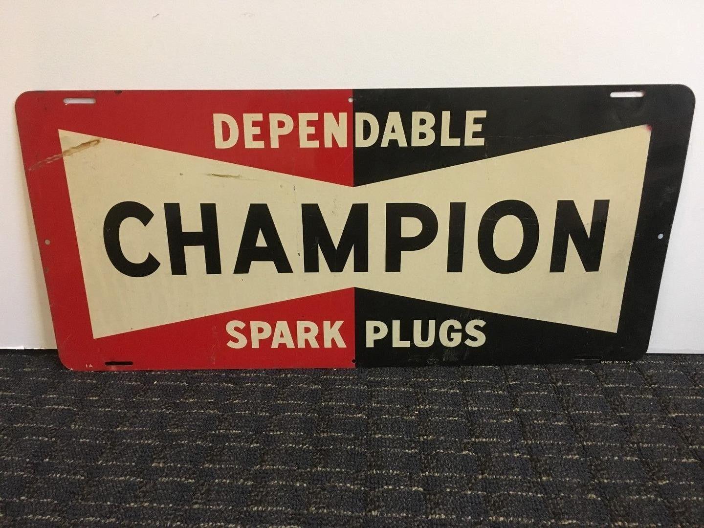 1950s Champion Spark Plug Logo - Champion Spark Plug Sign - Original 1950's | #1877845483