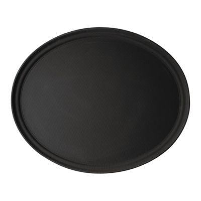 Black Oval Circle Logo - Cambro Camtread Large Fibreglass Oval Non Slip Tray Black 600mm