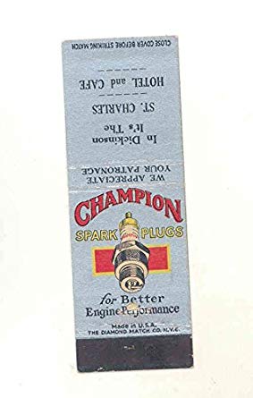 1950s Champion Spark Plug Logo - Amazon.com: 1940-1950s Champion Spark Plug Matchbook Cover ...