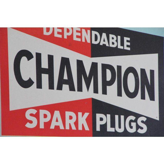 1950s Champion Spark Plug Logo - 1950s Vintage Champion Spark Plugs Poster | Chairish