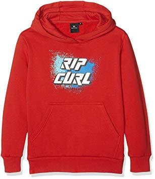 Red Curl Logo - RIP CURL Kid's Slant Logo Hooded Fleece Sweatshirt, Pompeian Red ...