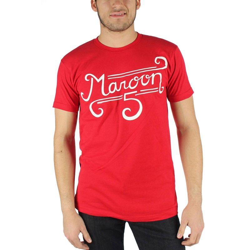 Red Curl Logo - Maroon 5 - Mens Curl Logo T-Shirt in Red