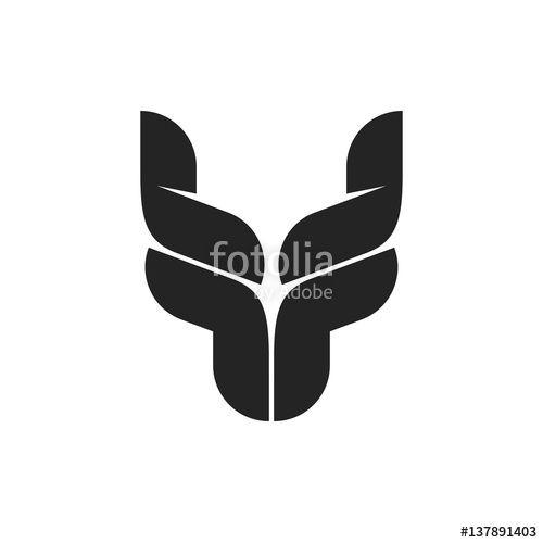 Black White Red Shape Logo - Bull head logo symbol, black bull horns emblem, ox head shape ...