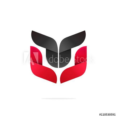 Black White Red Shape Logo - Abstract coat of arms strong vector illustration, beauty gradient ...
