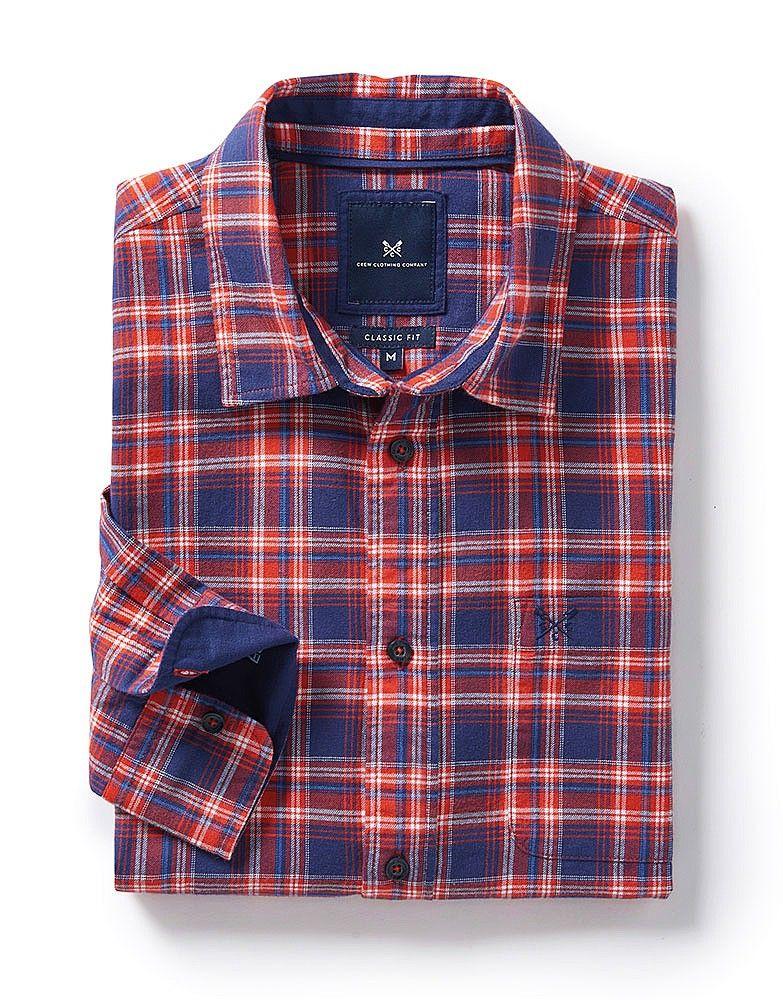 Red Check Clothing Logo - Men's Flannel Classic Fit Check Shirt in Flame Red from Crew ...