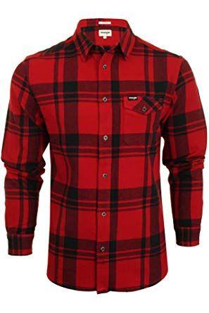 Red Check Clothing Logo - Wrangler Men Red Check Long Sleeve Regular Fit Shirt: Wrangler ...