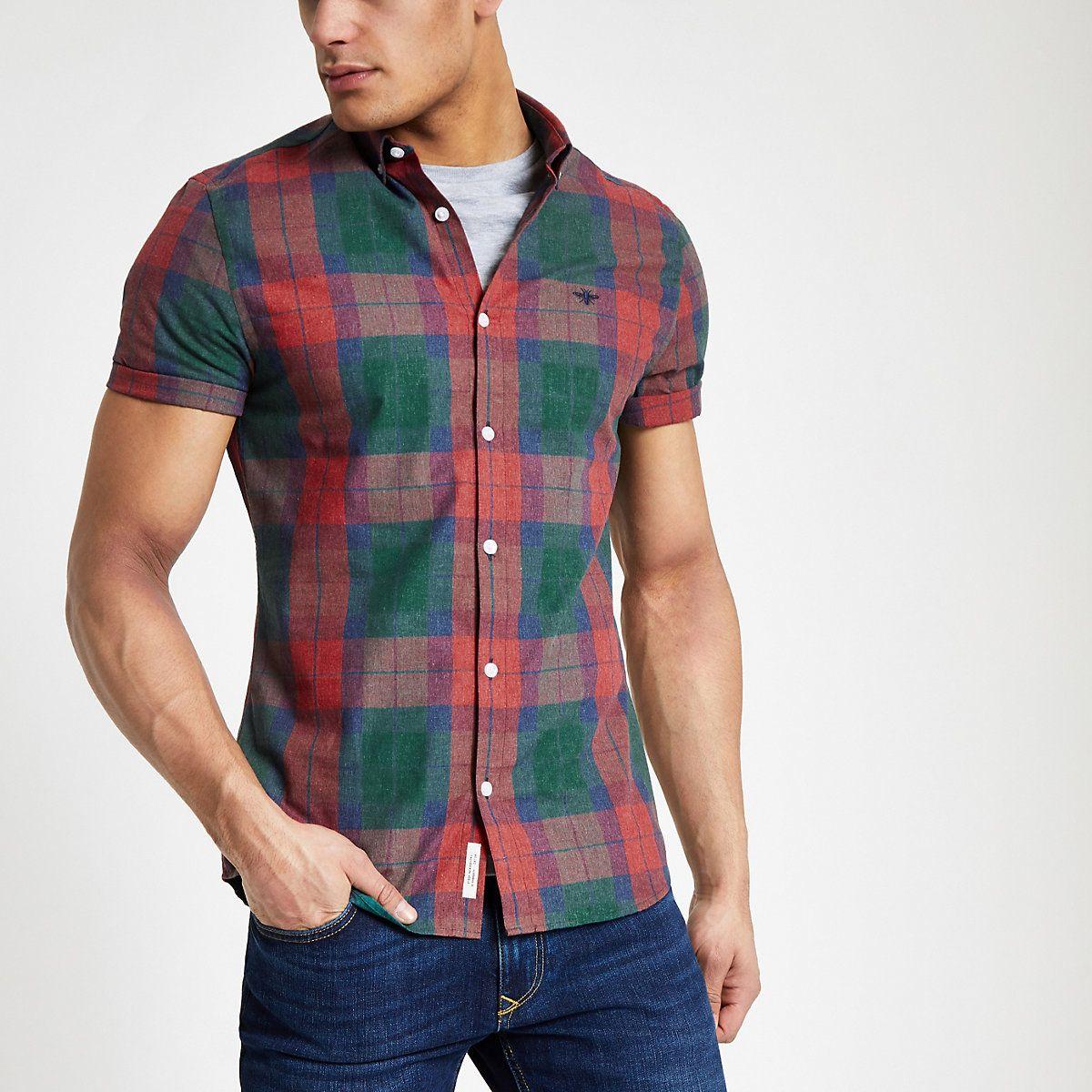 Red Check Clothing Logo - Red check short sleeve shirt - Short Sleeve Shirts - Shirts - men