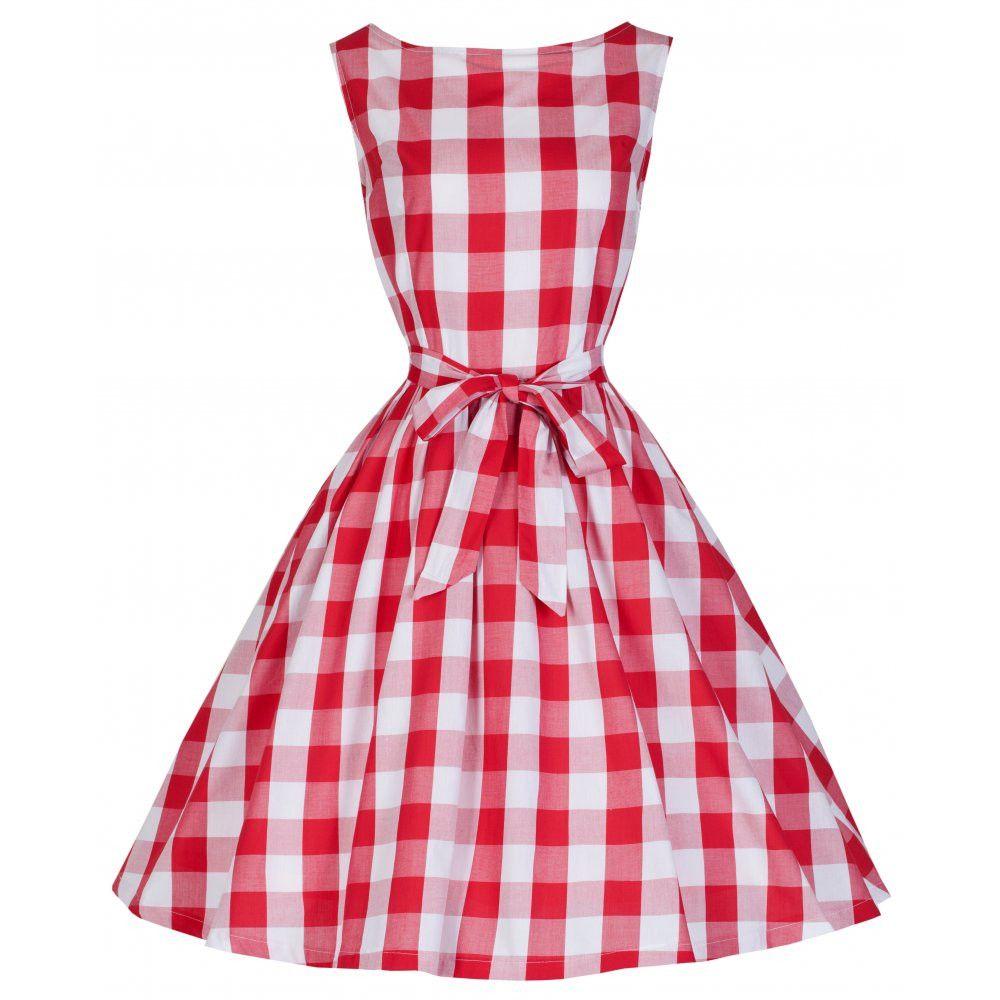 Red Check Clothing Logo - Audrey' Red Check Swing Dress | Vintage Inspired Fashion | Lindy Bop