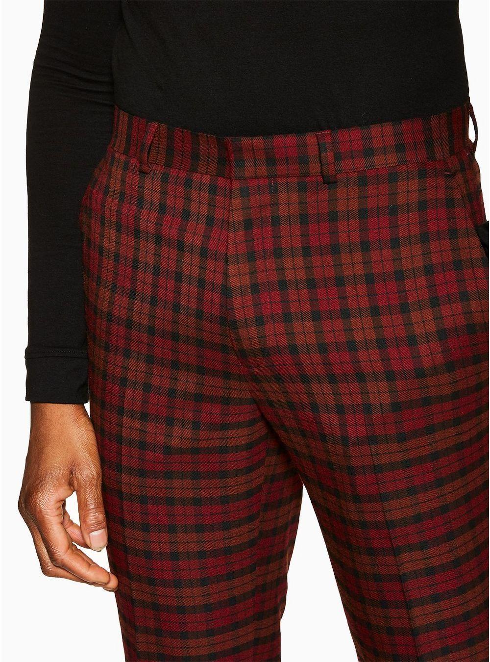 Red Check Clothing Logo - Red Check Slim Trousers - TOPMAN