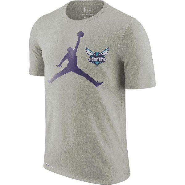 Jordan Legend Logo - Men's Jordan Brand Heathered Charcoal Charlotte Hornets Essential Swoosh Logo Legend T Shirt