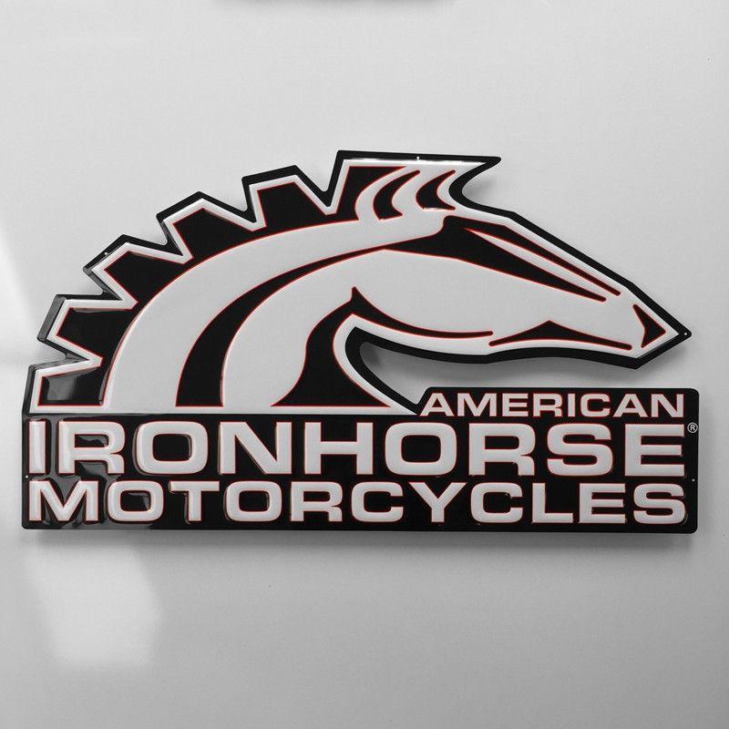 Motorcycle Horse Logo - 35 Inch American Ironhorse Motorcycles Aluminum Embossed Metal Sign ...