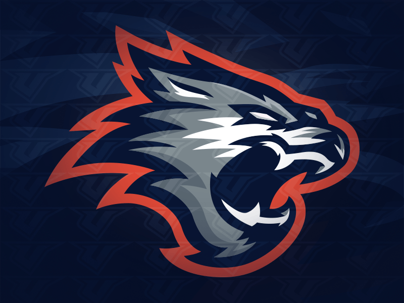 Red and Blue Cool Wolf Logo - Premade Wolf Mascot Logo