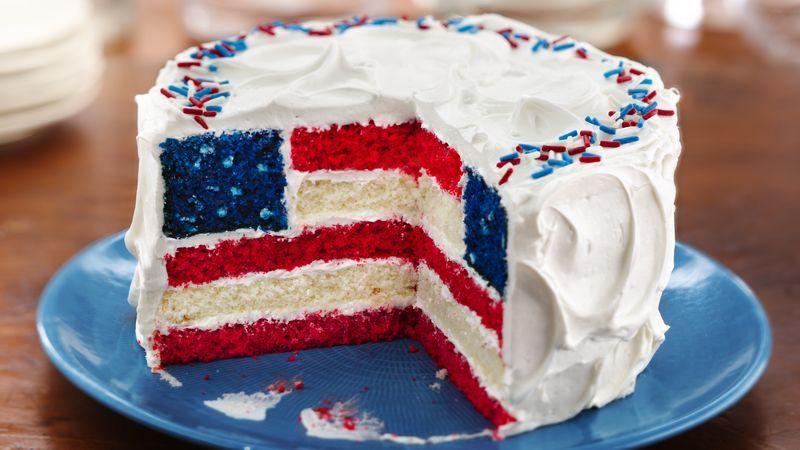 Red White and Blue Food Logo - Red, White and Blue Layered Flag Cake Recipe - BettyCrocker.com