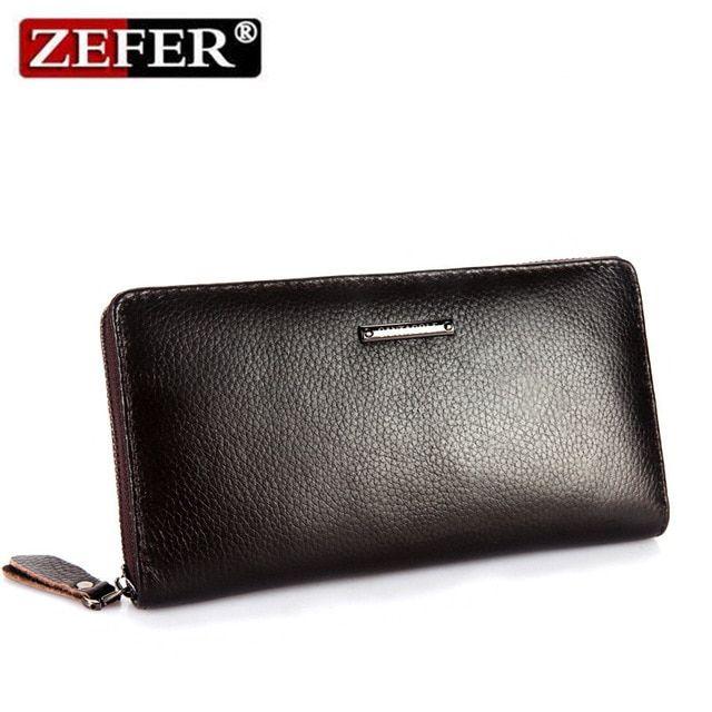 Designer Purse Logo - 100% Genuine leather men wallets Fashion Metal logo ZEFER brand