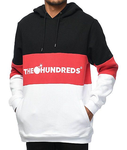 Black and White Hundreds Logo - The Hundreds Canal Black, Red & White Hoodie | Zumiez