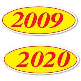 Blue with Yellow Oval Logo - Car Year Stickers / Windshield Year Stickers